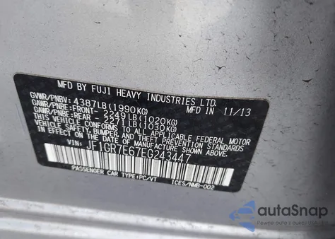 2014 Subaru Impreza Wrx Premium из США, поврежденный, VIN JF1GR7E67EG243447